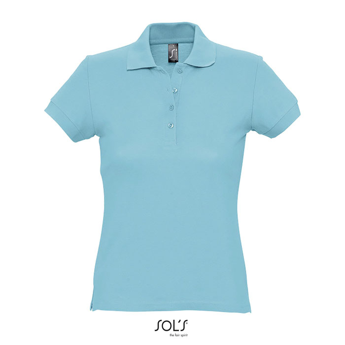 Polo publicitaire coton femme 170g - PASSION bleu atoll